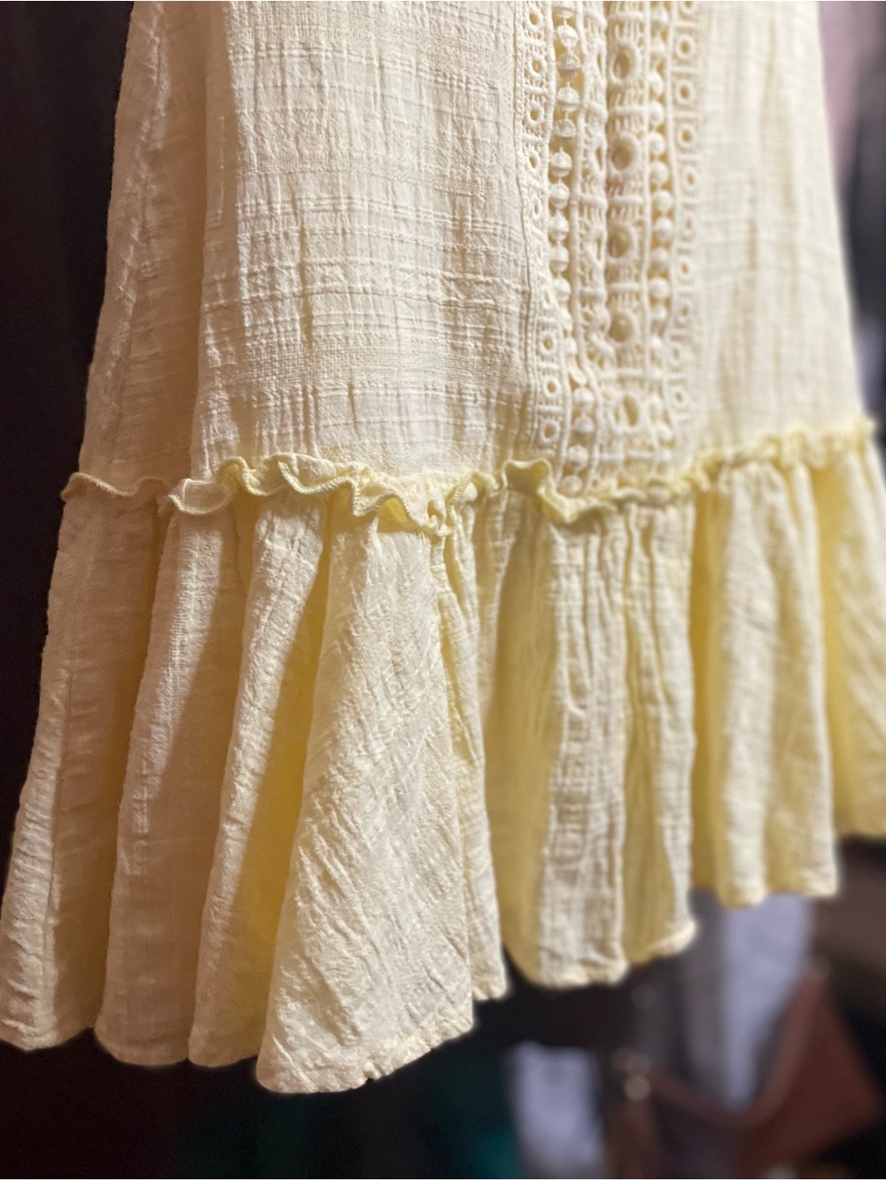 Audrey Parks by Francesca’s Yellow Ruffle V-Neck Mini Dress - Picture 5 of 8